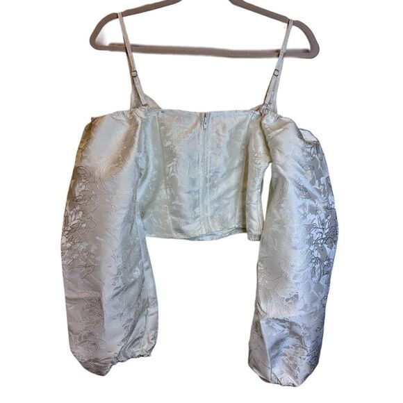 NWT Lulus Romantic Expression Ivory Jacquard Off-the-Shoulder Bustier Top - Picture 3 of 10